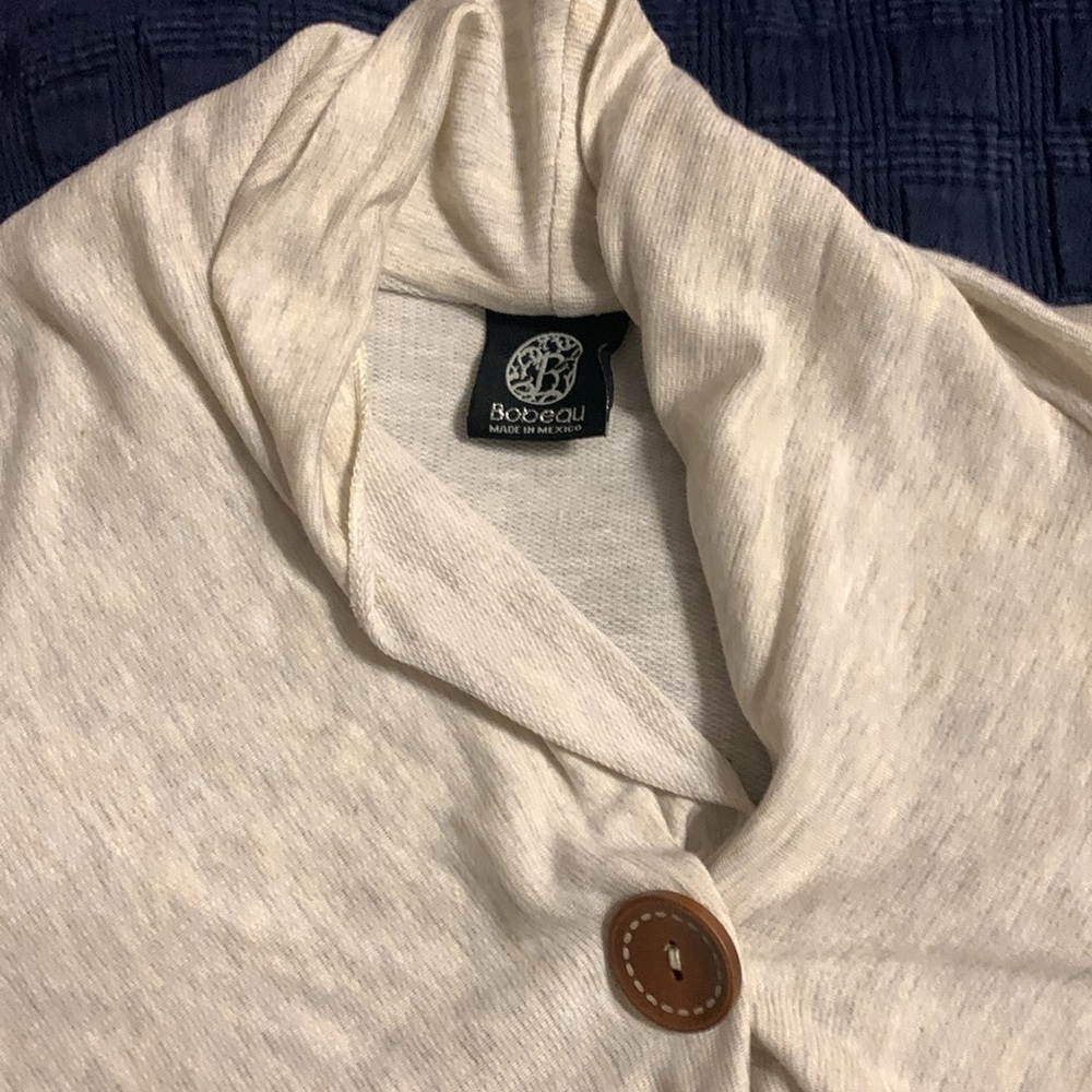 Bobeau Womens Cardigan Gray Heathered Single Button Wrap Long Sleeve Sz S - Picture 2 of 4